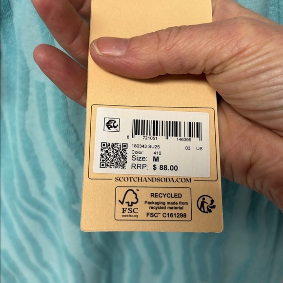 NWT SCOTCH AND SODA Men’s M Cotton Terry Jacquard 7” Ins Swim Trunks in Sea Blue - Picture 8 of 10